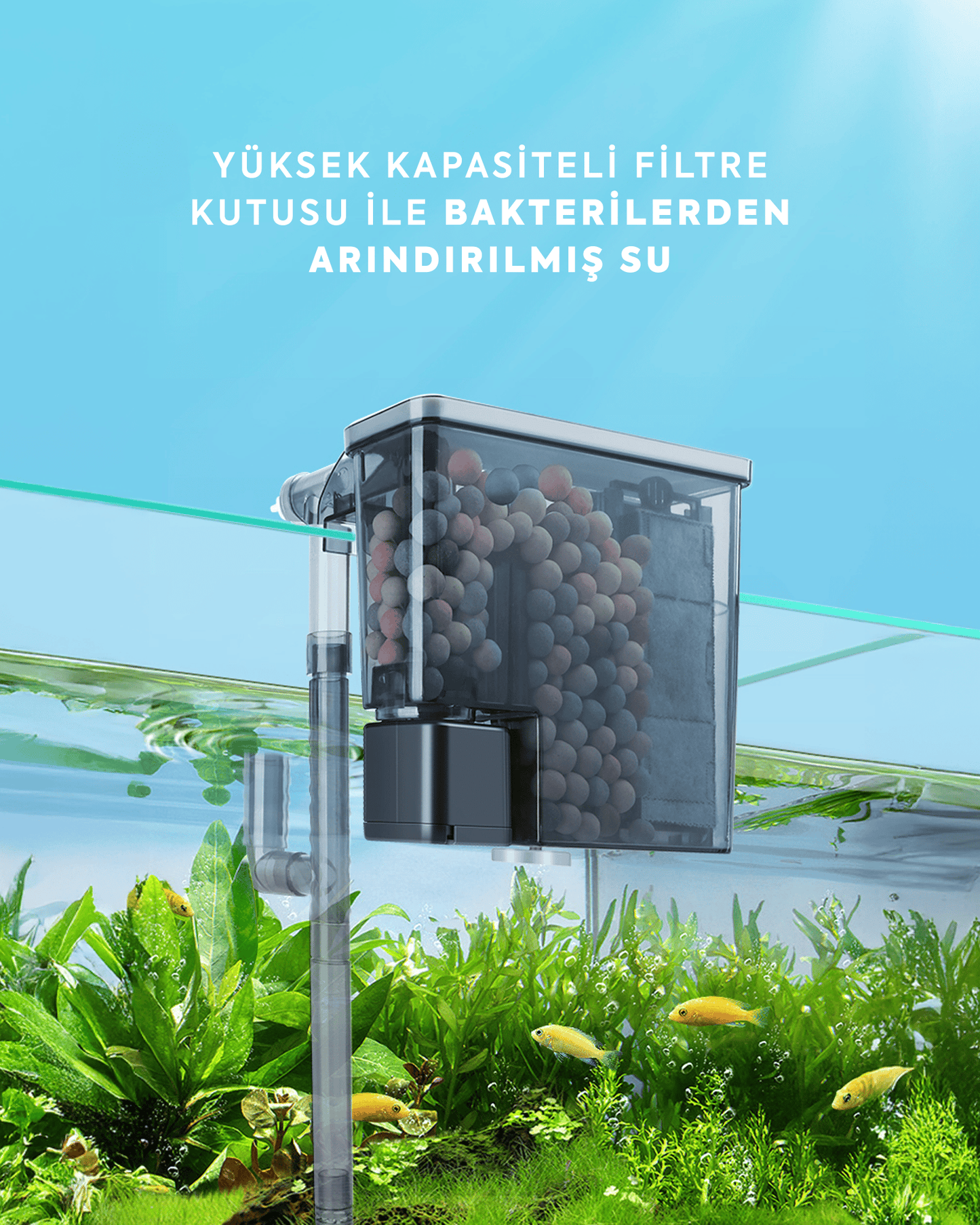 Jingye W155 Şeffaf Askı Filtre Beyaz 3,8W 250L/H