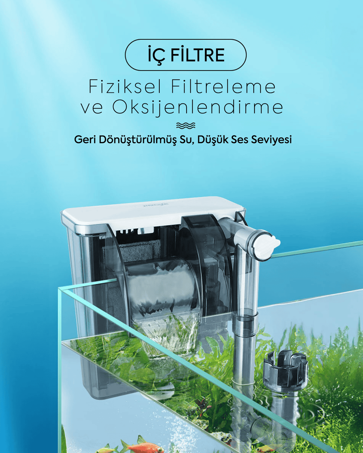 Jingye W155 Şeffaf Askı Filtre Beyaz 3,8W 250L/H